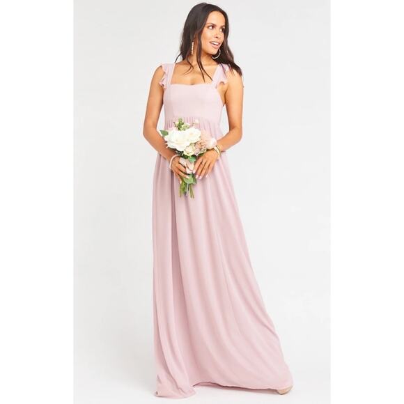 Show Me Your Mumu June Bridesmaid Wedding Maxi Dress in Neutral Mauve Chiffon - Picture 2 of 15